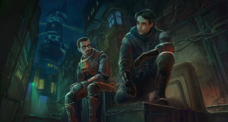 1080P, Gordon man, City 17, Half-Life 2, barney calhoun, night, Half-Life