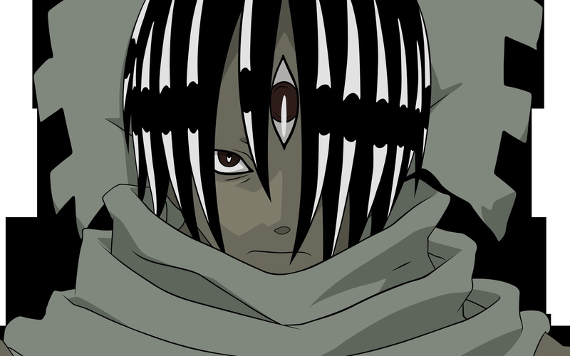 scarf, spooky, silhouette, black background, still life, craft, fear, horror, black Color, anime, creativity, men, male likeness, soul eater, indoors, no people