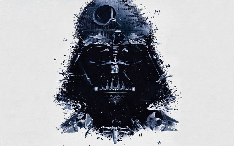 white background, TIE Fighter, science fiction, simple background, X-wing, Star Wars, mask, collage, Sith, Star Destroyer, digital art, 720P, imperial shuttle