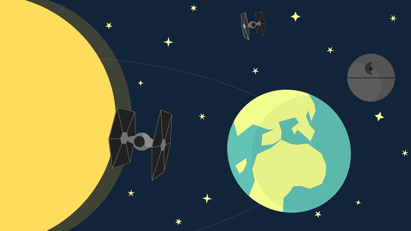 global communications, sky, Star Wars, artwork, planet - space, night, communication, 5K, TIE Fighter, Earth, shape, blue, astronomy, green color, yellow