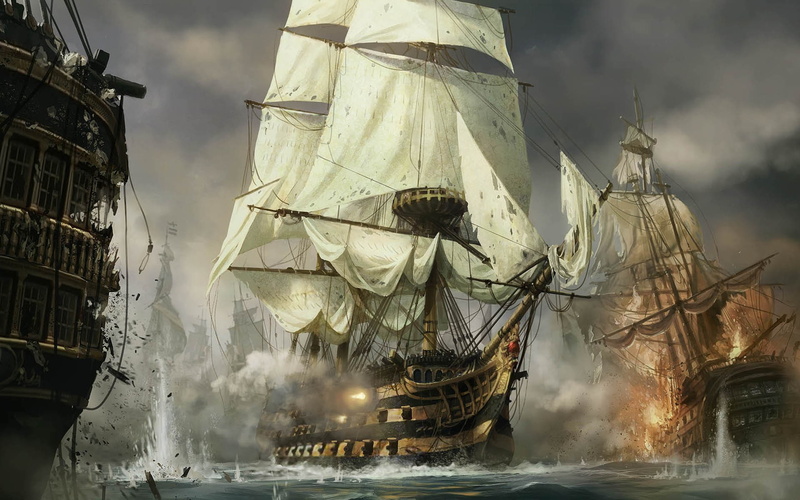 ship, video games, artwork, old ship, sea, Empire: Total War, 1080P