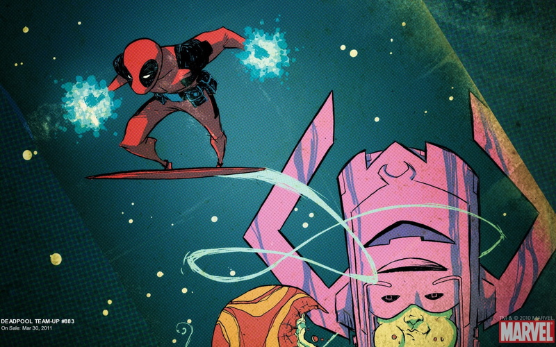 deadpool, hd, galactus, surfer, cartoon/comic, 720P, silver