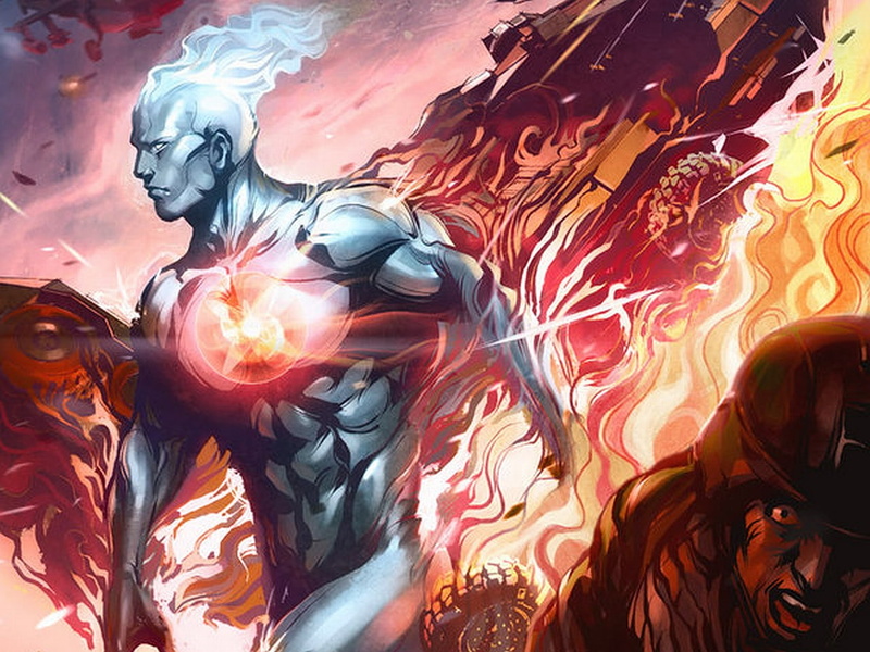 captain, surfer, hd, 720P, comics, painting, silver, atom