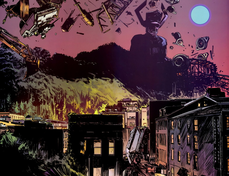 nature, residential district, 1080P, Comics, night, reflection, no people, plant, built structure, Galactus, skyscraper, building, digital composite, water