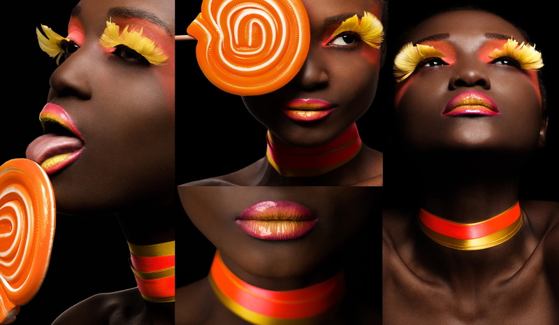 black background, the sweetness, Beauty, MUA, many photos, model, portrait, Stone Turtaut, makeup, 2K