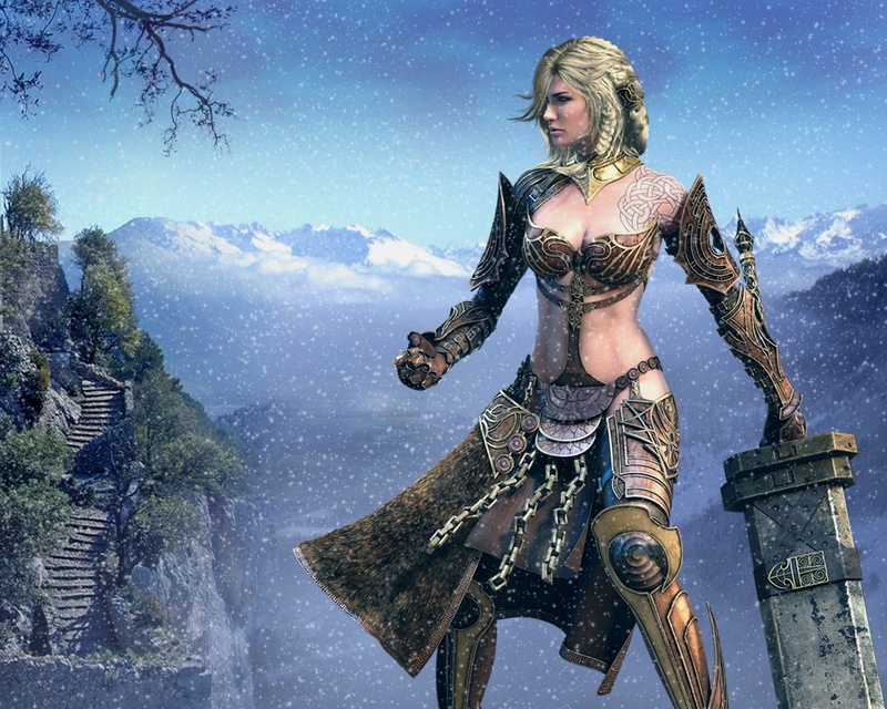 fantasy art, built structure, Guild Wars 2, human representation, reflection, 720P, adult, fantasy girl, architecture, sculpture, outdoors, clothing, religion