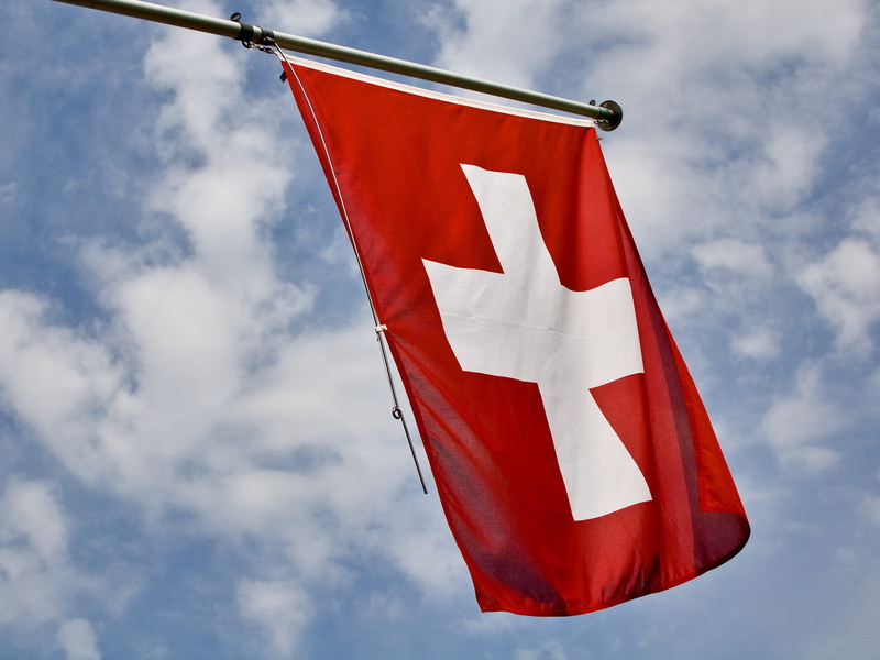 hanging, flutter, wind, low angle view, clouds, cloud - sky, cross, red, Flag, 2K, environment, swiss, white color, outdoors, symbol, banner, day, blow