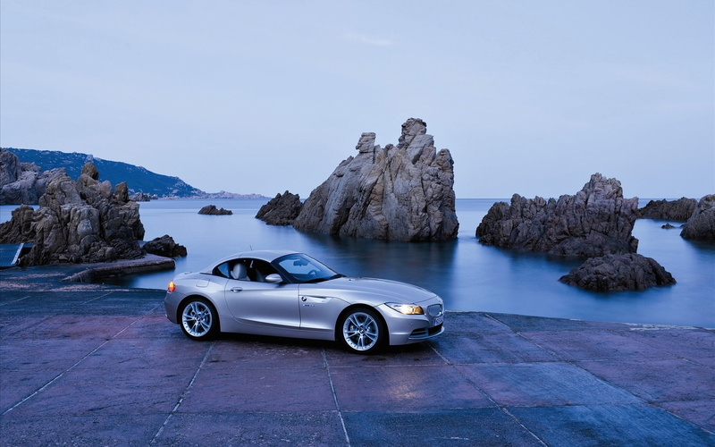 bmw z4 coupe, blue, transportation, nature, sea, auto, beauty in nature, travel, scenics - nature, mode of transportation, solid, outdoors, silver, day