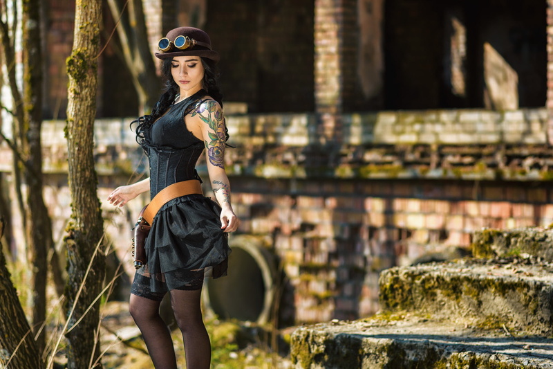 Aleksa Tereschuk, steampunk, 1080P, women, Dmitry Medved, corset