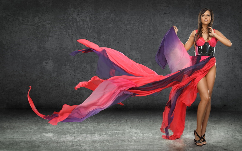 fashion model, corset, hairstyle, dress, dancing, 2K, arts culture and entertainment, women, red dress, clothing, young women, beautiful people, one person