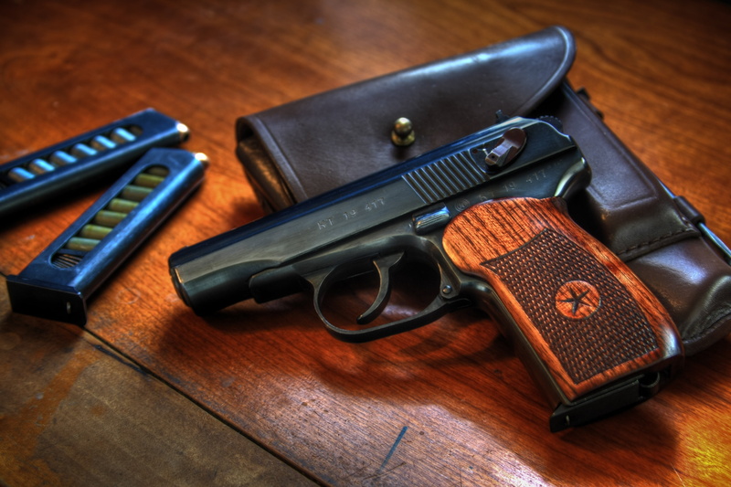 wood - Material, war, law, weapon, pistol, communication, still life, Makarova, crime, violence, cartridges, single Object, holster, gun, brown, social issues