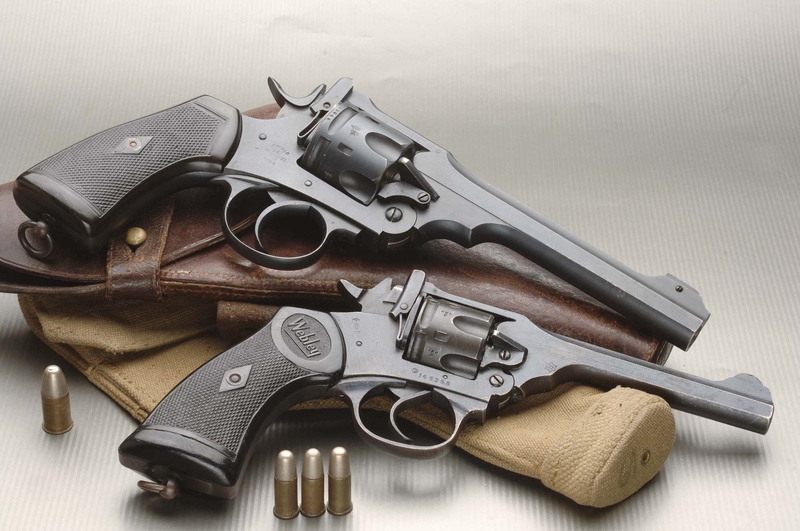 2 pieces, holster, cartridges, 1080P, Revolver, revolvers, Webley andamp; Scott Mark IV, gray, two