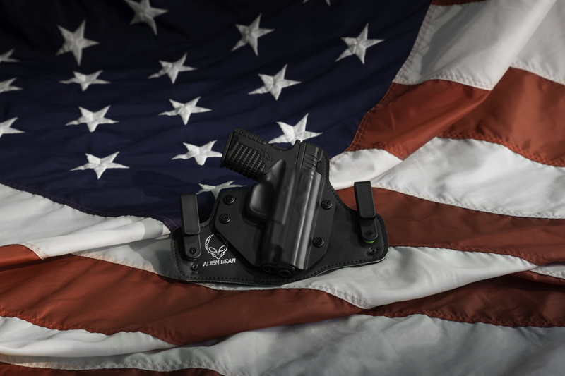 crumpled, conceal, military, government, holster, weaponry, bed, weapon, pistol, glock, iwb, conceal carry, 4K, star shape, security, xds, lying down