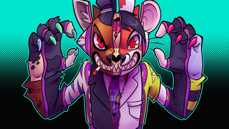 1080P, Renard, Lapfox Trax, studio shot, celebration, music, indoors, multi colored, art and craft, representation, arts culture and entertainment, colored background