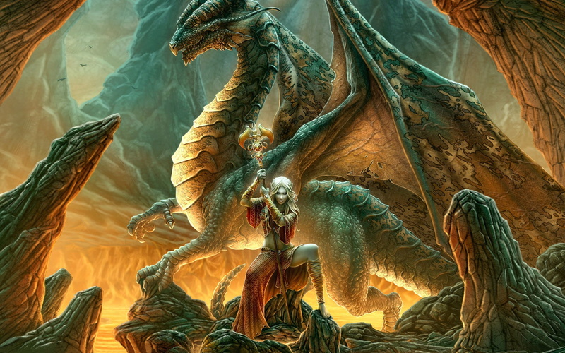1080P, fantasy girl, dragon, fantasy art, female drow