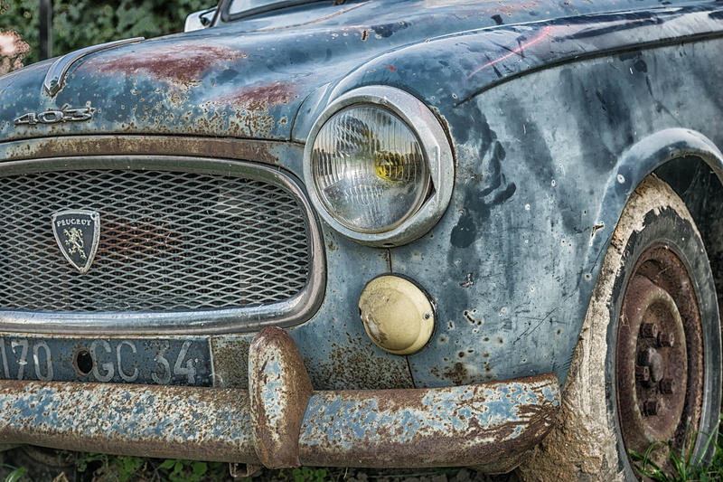 france, 5K, deterioration, old, vehicle part, run-down, gc, gray, retro styled, license, close-up, wreck, oldtimer, peugeot, land vehicle, spotlight, mode of transport