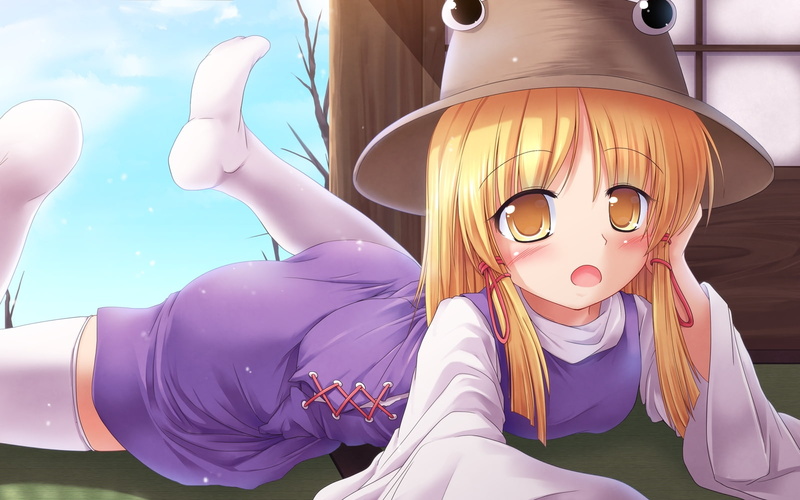 hat, 720P, suwako, moriya, blush, lzh, thighhighs, loli, touhou