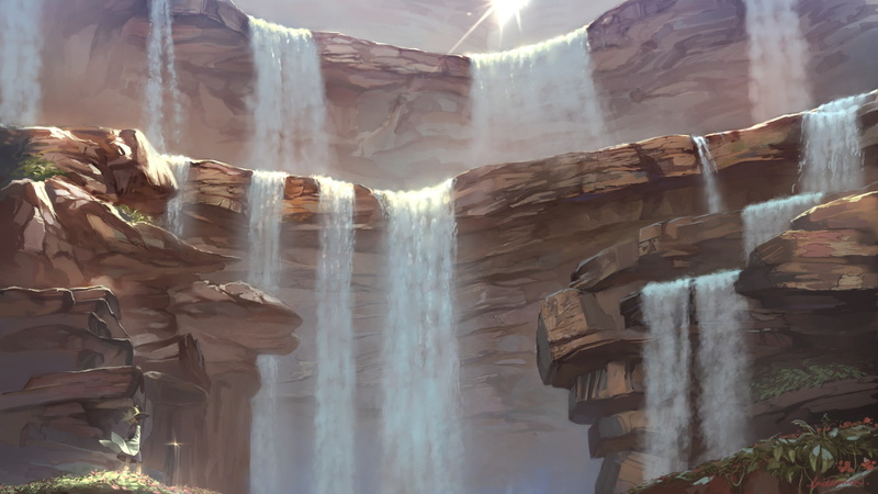 suwako, landscape, water, scenic, touhou, waterfall, benitama, moriya, 1080P