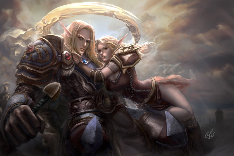 blood elves, art, AivaBlue, WoW, guy, girl, World of Warcraft, 2K