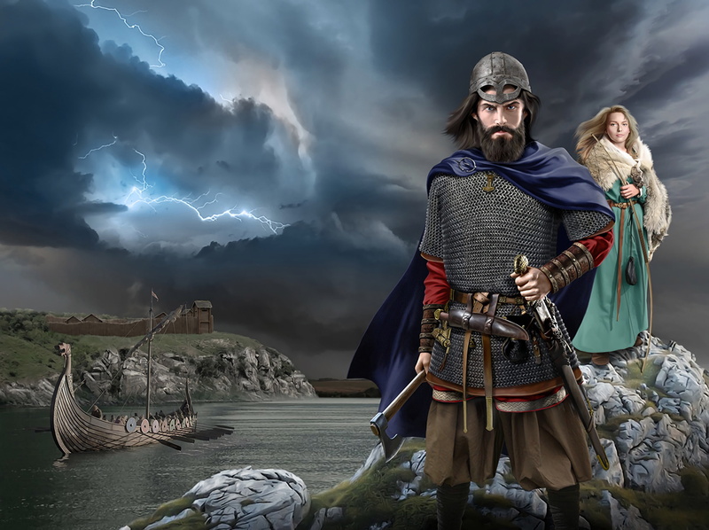 Sachs, Mail, Helmet, Girl, Sword, Nordic battle axe, Viking, 1080P, Drakkar, Figure
