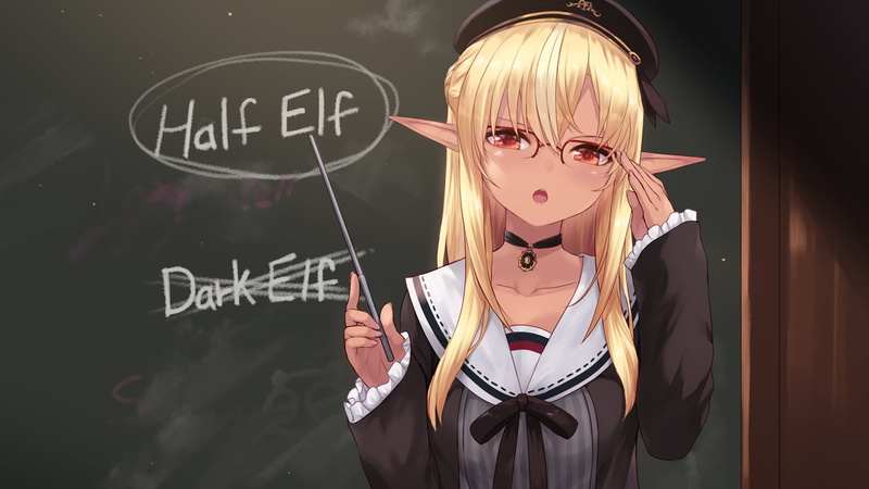 anime girls, pointed ears, Shiranui Flare, pointy ears, 1080P, Hololive, blonde, Cait, Virtual Youtuber