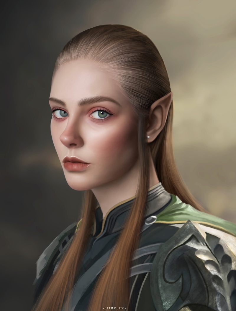 fictional characters, digital art, digital painting, elf ears, elven, portrait display, Stam Quito, 2K, drawing, artwork, fictional character