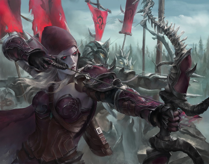 Sylvanas Windrunner, 1080P, artwork, pointed ears, Astri Lohne, elven, World of Warcraft, digital art, fictional character, Warcraft, red eyes