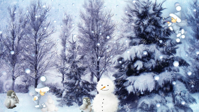 forst, snowman, ze, pixies, 1080P, christmas, play, snowing, playl, snowballs, firefox persona, winter, fairies, snow