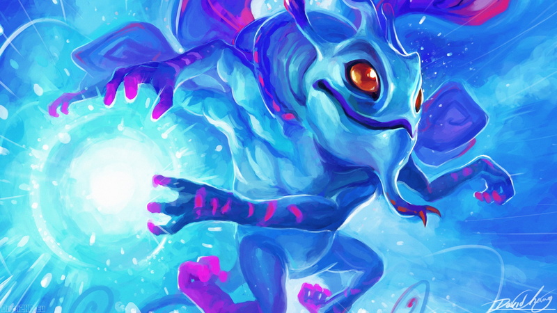 dota 2, design, animal themes, illustration, glowing, art, close-up, full frame, 2K, alien, shape, circle, puck, blue, fantasy, painted Image, paint, abstract