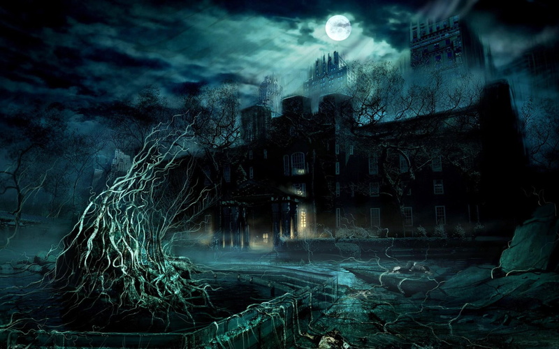 dark, scary, abstract, 1080P, house, artistic, 3d and abstract, haunting, clouds, fantasy, gothic, halloween