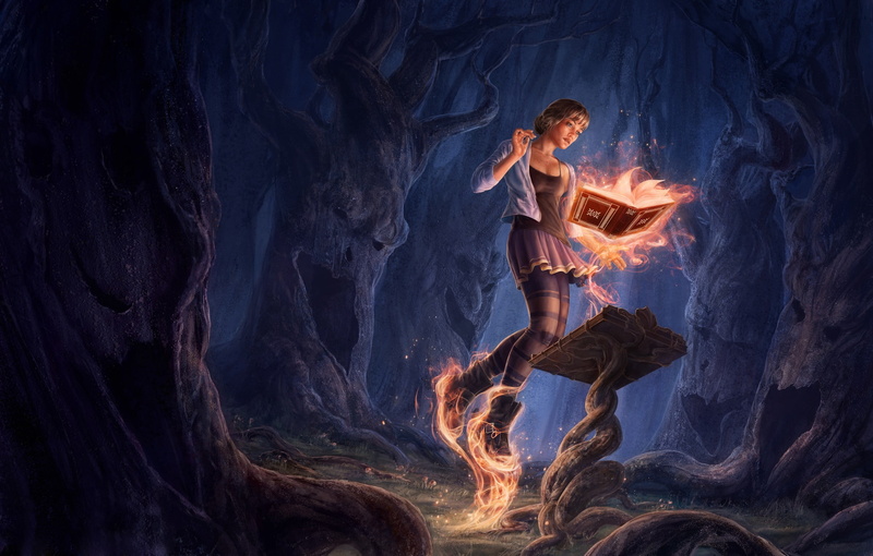 cave, illuminated, night, adult, casual clothing, full length, young adult, side view, women, motion, one person, nature, outdoors, fantasy art, solid