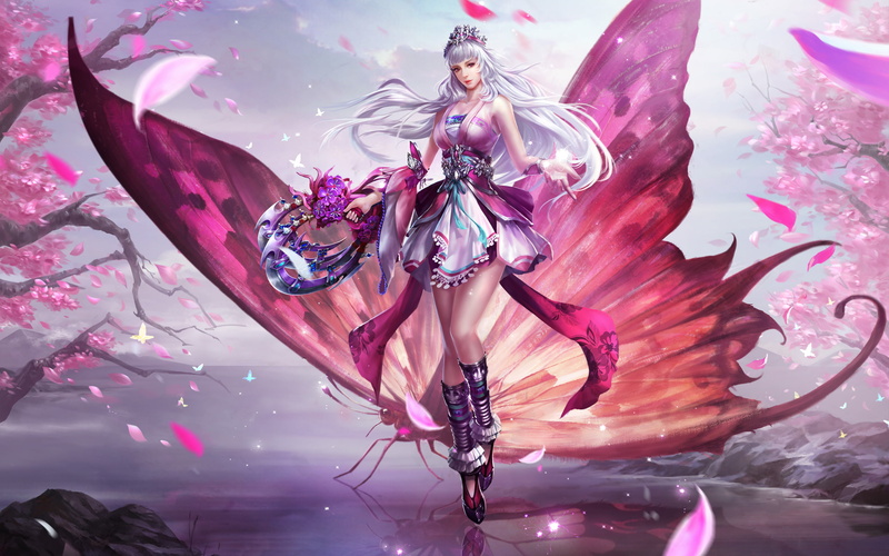 rings, 2K, hand, girl, magic, weapon, butterfly, ax, hd, desktop, blue, beautiful