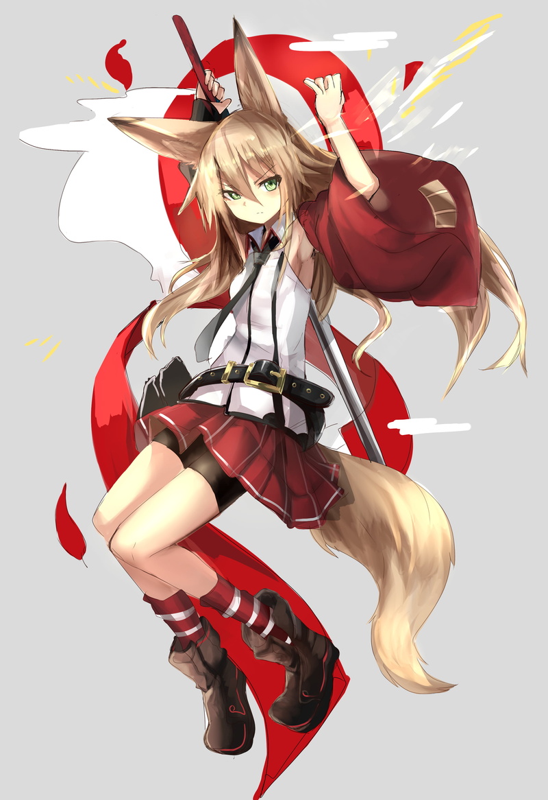 motion, adult, emotion, hair, full length, anime girls, red, healthy lifestyle, studio shot, females, blond hair, young adult, knee-highs, anime, one person