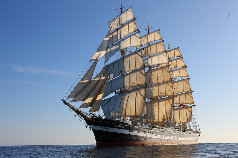 mode of transportation, nautical vessel, water, horizon, beauty in nature, sea, sailing, sailing ship, waterfront, clear sky, day, sailboat, transportation