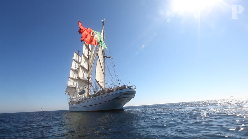 ship, sea, water, nautical vessel, sunny, sailing ship, white, sailboat, mode of transportation, sagres, sun, travel, blue, 1080P, lens flare, rigging