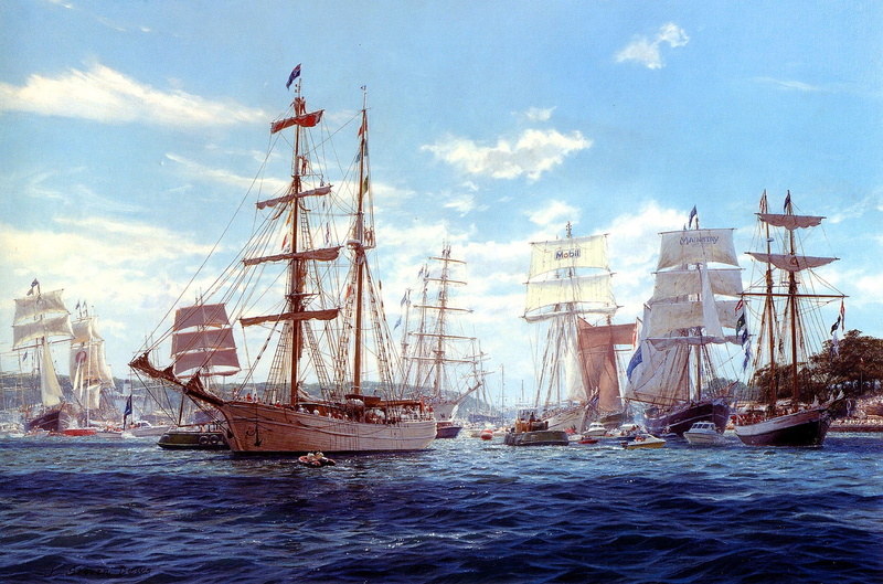 mode of transportation, tall ship, sky, artwork, yacht, rigging, tug boats, 720P, nautical vessel, vehicle, sailing, old ship, nature, no people, outdoors