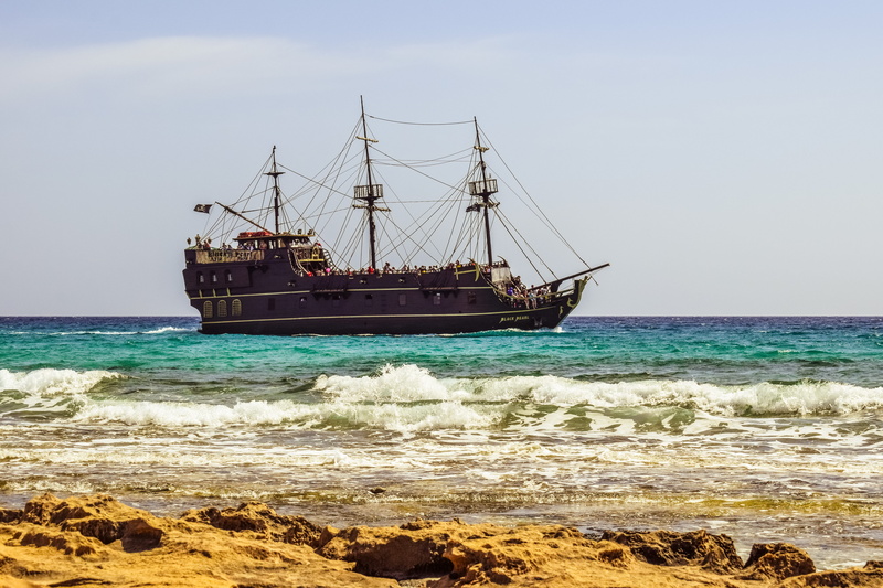 body, clear sky, sailing, sand, beach, beige, 5K, scenics - nature, sky, vintage, Black Pearl, travel, land, cyprus, sea, motion, no people, travel Destinations