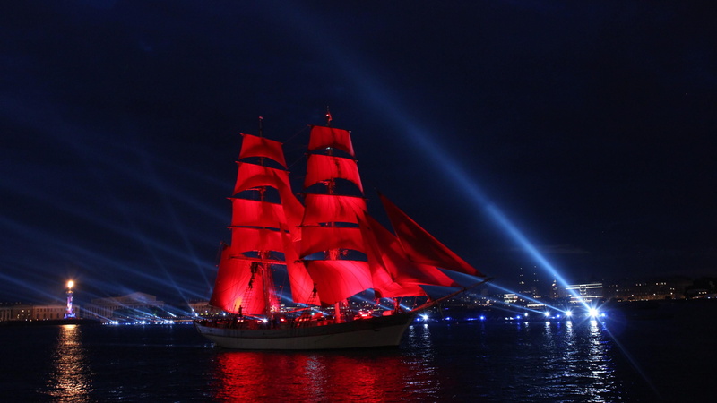 nature, 4K, no people, transportation, waterfront, lights, masted, light - natural phenomenon, travel, life, illuminated, mast, built structure, red, light beam