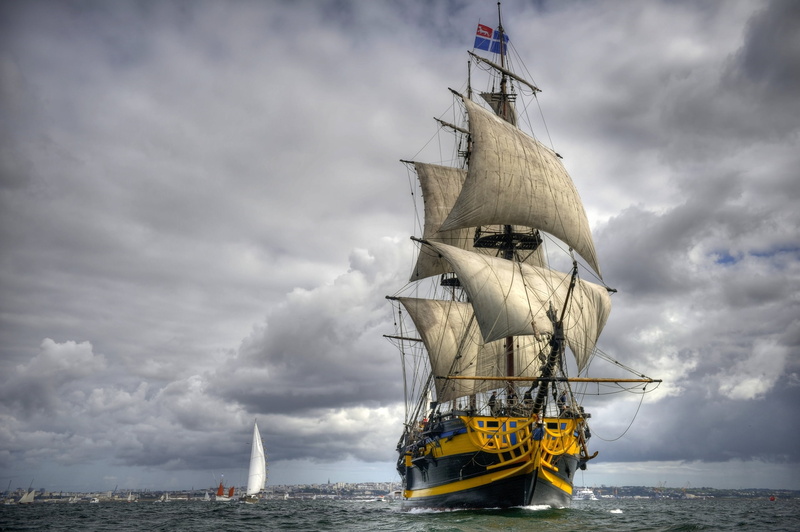 day, beauty in nature, pirate - Criminal, military Ship, obsolete, cruise Ship, sail, summer, horizon, mode of transportation, galleon, frigate, vacations