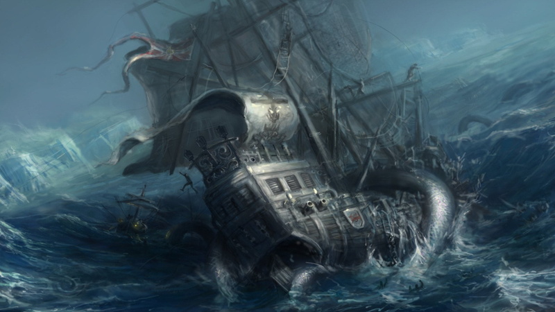 storm, outdoors, transportation, searching, 1080P, water, sinking, Kraken, sailing, mode of transportation, nature, undersea, motion, nautical vessel