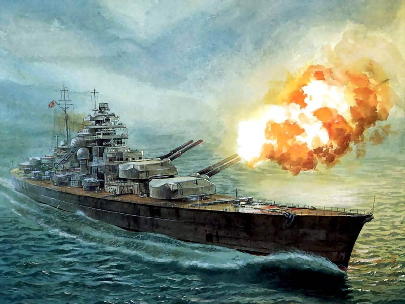 x, ships, destroyer, aircraft, 480P, art, hd, Military, navy, bismarck