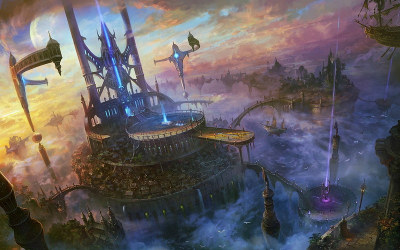 city, px, cloud, hd, water, nature, 1080P, 1920x1200 px, cloud city, fantasy art, art, fantasy, x