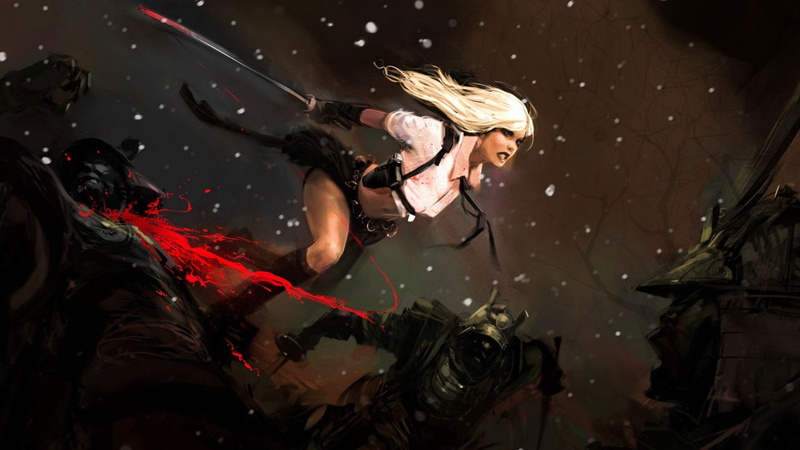 hd, blood, samurai, x, fantasy art, asus, art, punch, px, Warrior, 1080P, war, blonde, sucker punch, 1920x1080 px, technology, women, fantasy, sucker