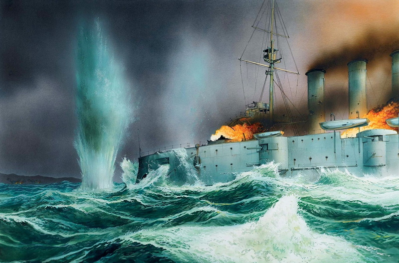 figure, 1 Nov 1914, 1080P, Good Hope (Good Hope), armored cruiser, WW1, the battle at the port of Coronel, the pillars of flame, sea, British, explosions