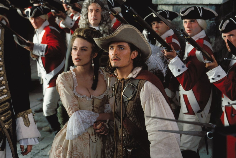 real people, beautiful woman, indoors, people, crowd, Will Turner, Keira Knightley, lifestyles, three quarter length, traditional clothing, Pirates Of The Caribbean: The Curse Of The Black Pearl