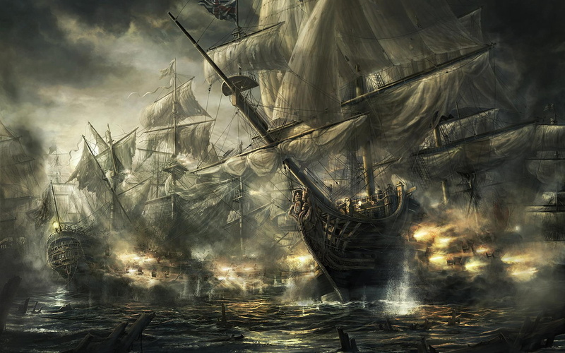 battle, trafalgar, ship, 1080P, boats
