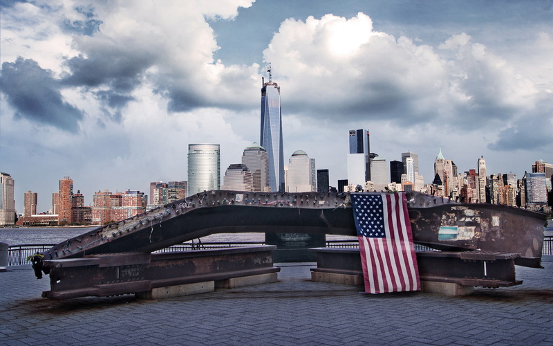9, cityscape, new, american, hd, wreckage, buildings, clouds, skyscrapers, 1080P, metal, 11, flag, memorial, york