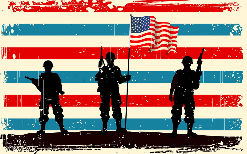 artwork, 1080P, soldier, American flag, military