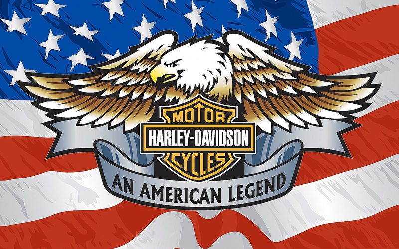 1080P, Harley Davidson., Eagle, Brand, American flag