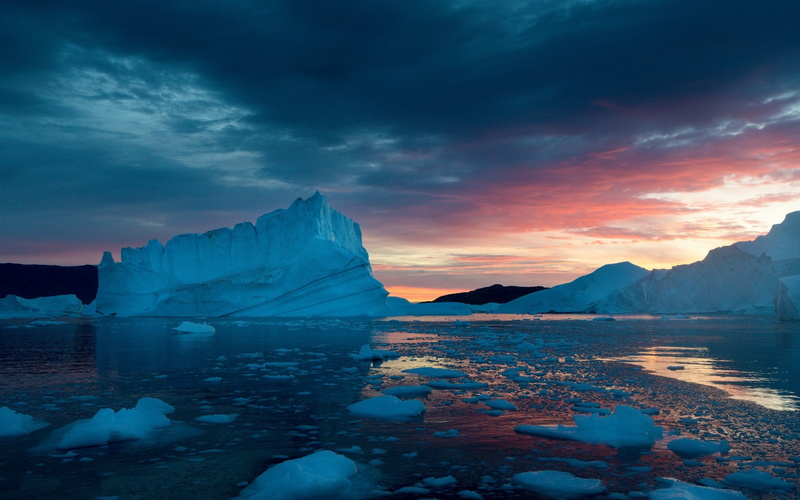 Greenland, Snow, 1080P, Ice, Sunset, Sea